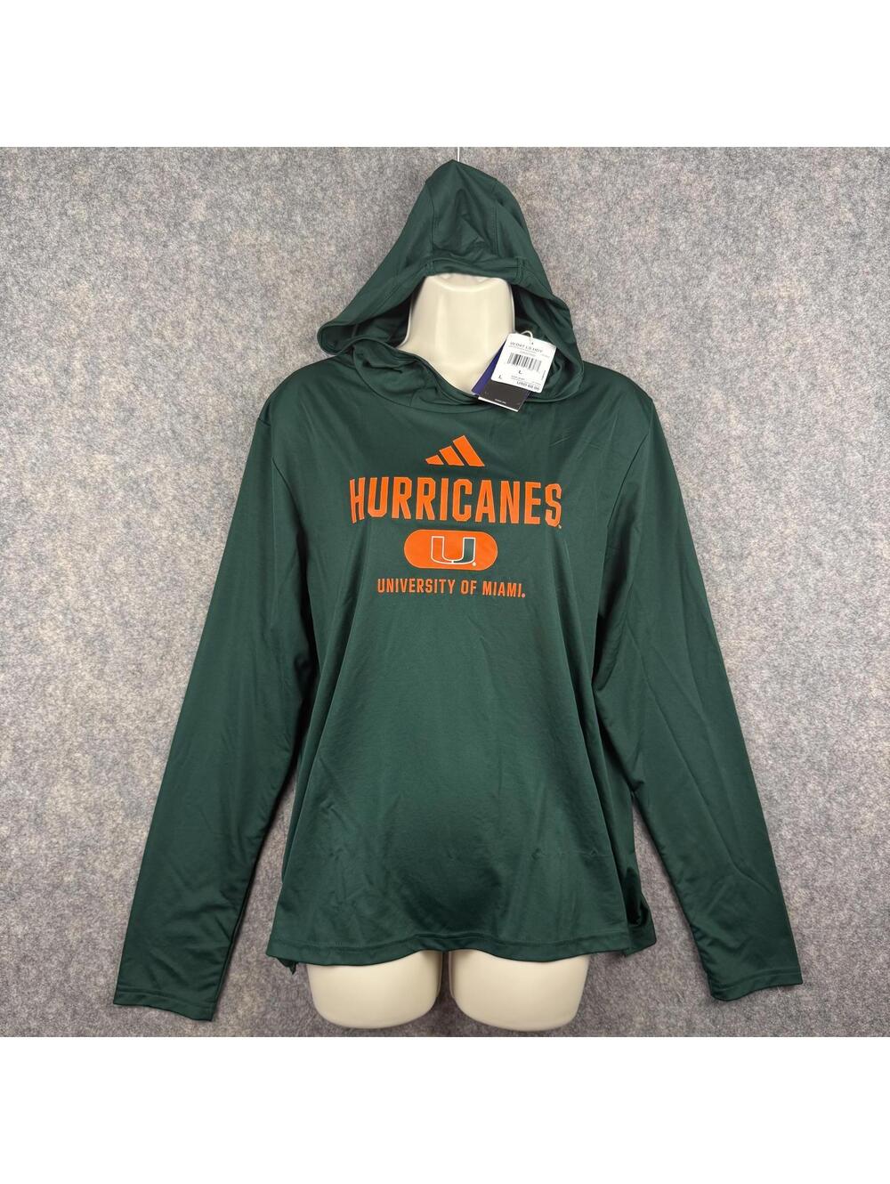 Adidas Miami Hurricanes Lightweight Hoodie Green Orange Large Women Football 161